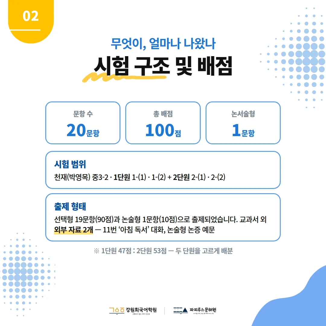 [예당중 3학년] 2026학년 2학기 1차 지필평가 국어 출제 경향분석