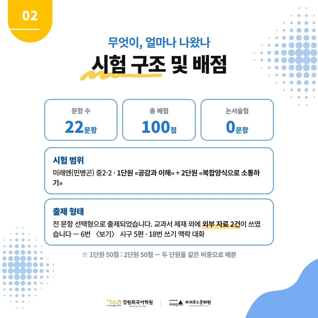 [이산중 2학년] 2026학년 2학기 1차 지필평가 국어 출제 경향분석
