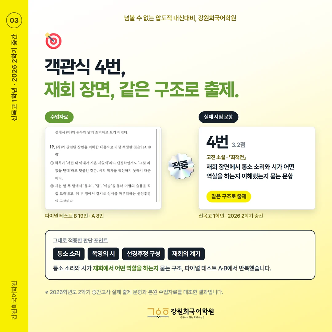 [신목고 1학년] 강원희국어학원 2026학년도 2학기 중간고사 공통국어2 시험 분석