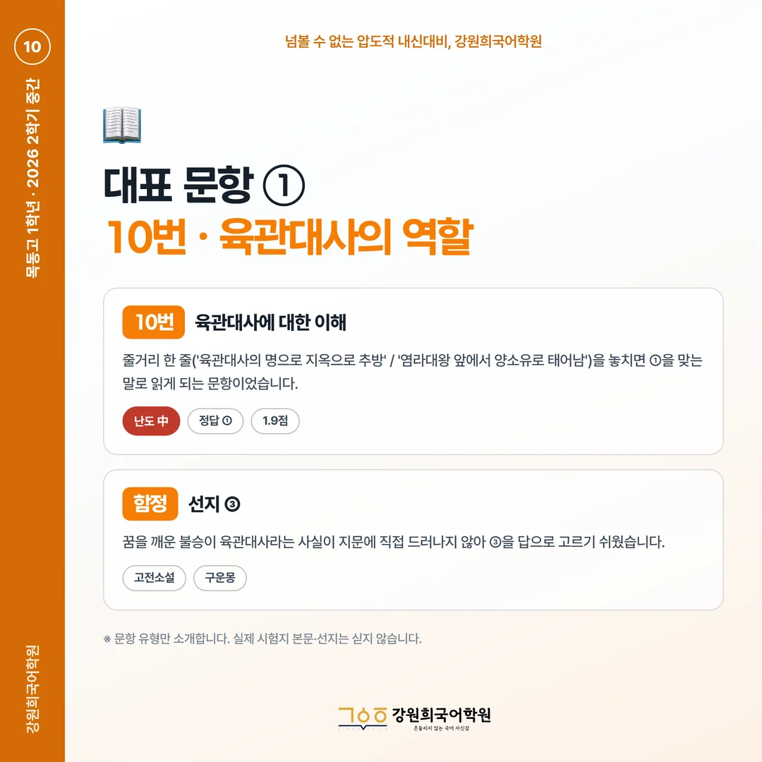 [목동고 1학년] 강원희국어학원 2026학년도 2학기 중간고사 공통국어2 시험 분석