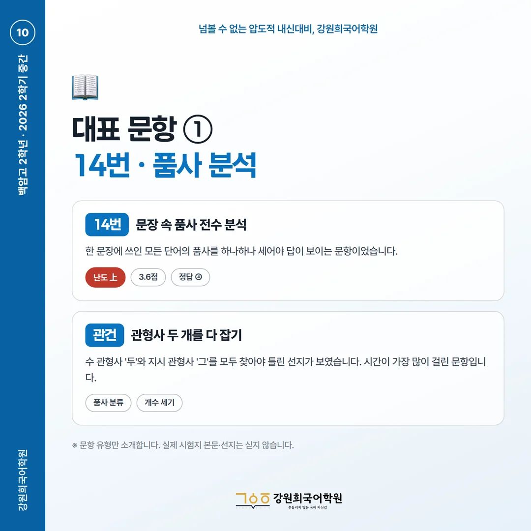 [백암고 2학년] 강원희국어학원 2026학년도 2학기 중간고사 화법과 언어 시험 분석