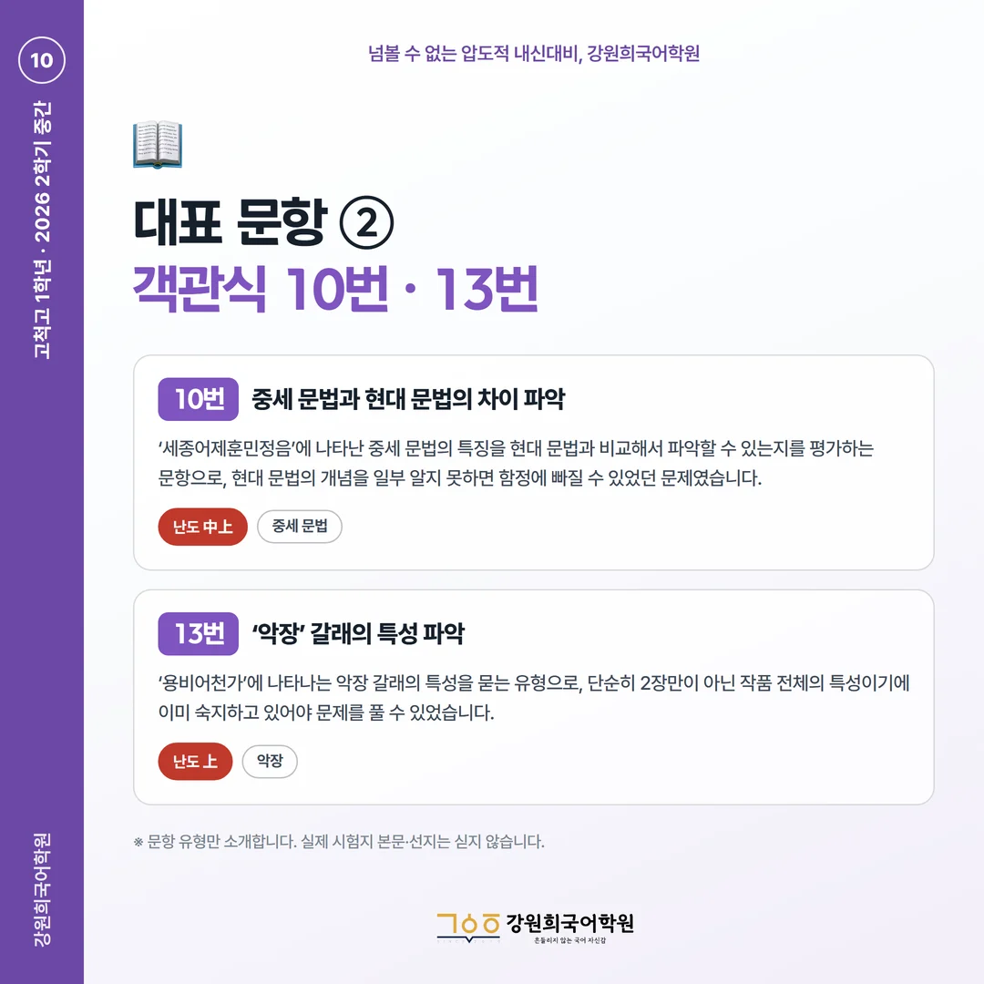 [고척고 1학년] 강원희국어학원 2026학년도 2학기 중간고사 공통국어2 시험 분석