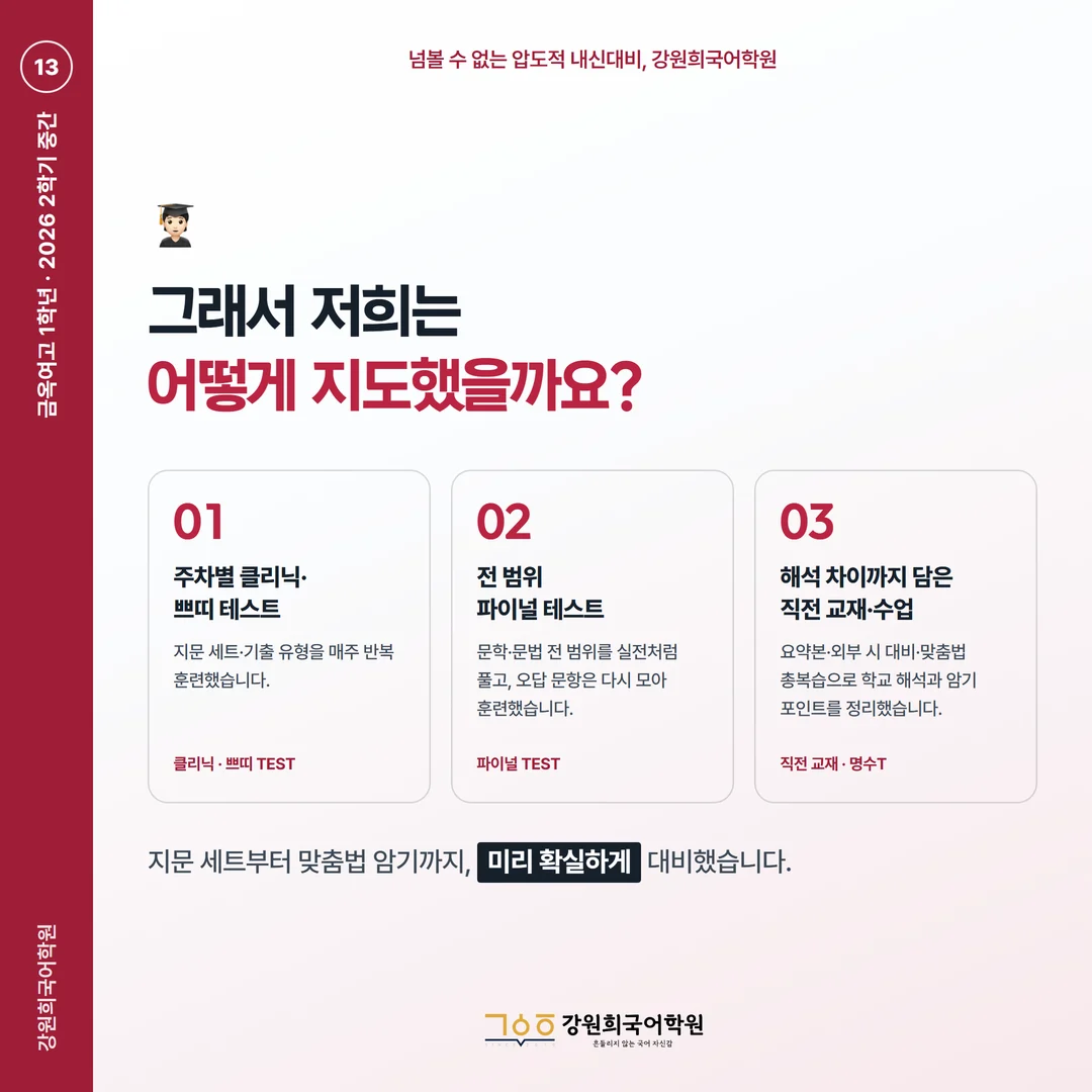 [금옥여고 1학년] 강원희국어학원 2026학년도 2학기 중간고사 공통국어2 시험 분석