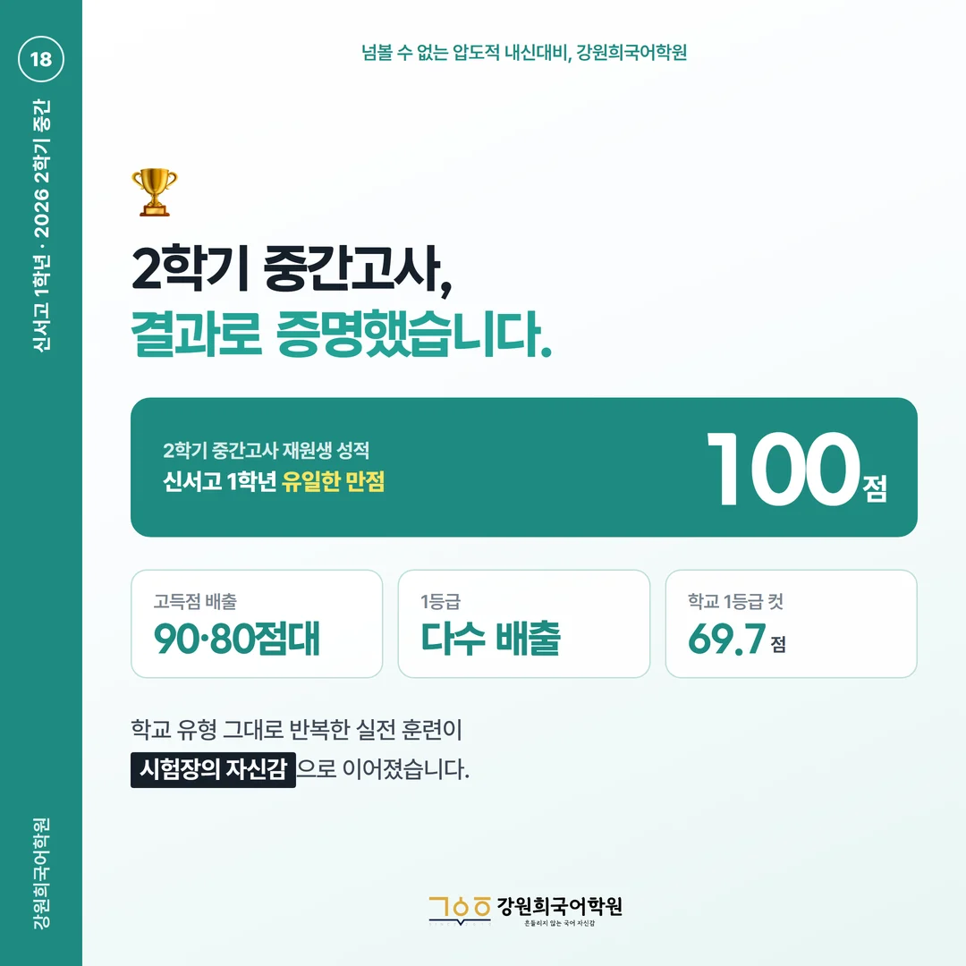 [신서고 1학년] 강원희국어학원 2026학년도 2학기 중간고사 공통국어2 시험 분석